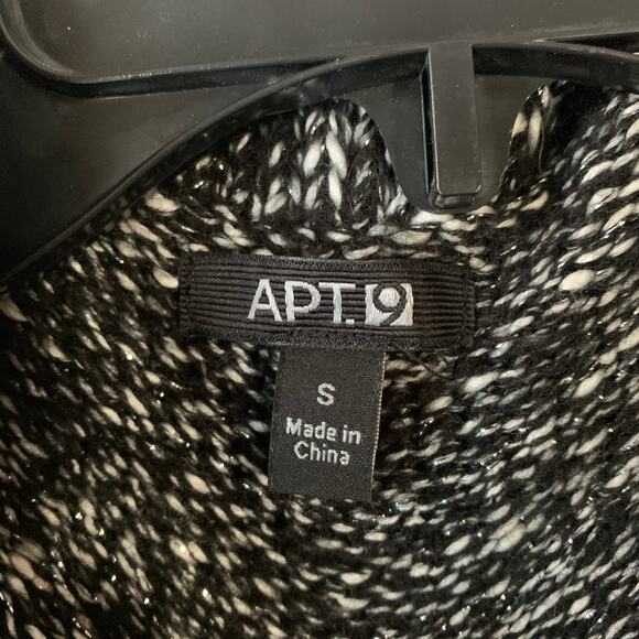 Apt. 9 Black and White Knit Cardigan Sweater Open Front Chunky Size Small - Picture 10 of 11